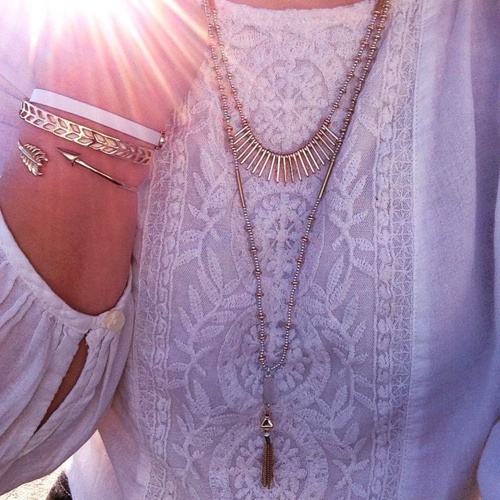 Stella & Dot Riad Layering Necklace Gold and Silver
